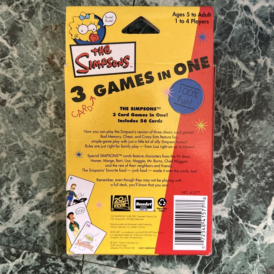 Os Simpsons 3 Jogos em Um, Jogo de Cartas, Memória Ruim Cheat Crazy Eats - Imagem 2 de 2