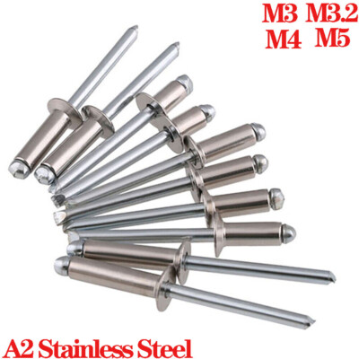 A2 Stainless Steel Pop Rivets Dome Head Open Blind Rivets M3 M3.2 M4 M5 DIN 7337