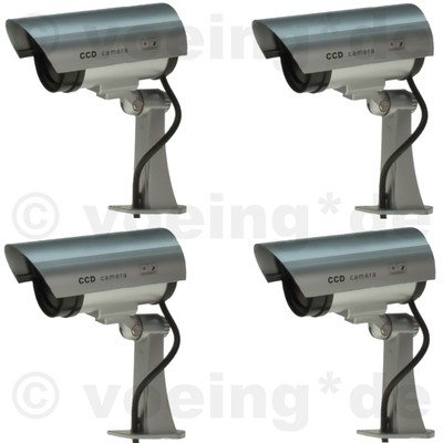 4x Kameraatrappe CCD Überwachungskamera Dummy Kameradummy Kamera-Attrappe m. LED