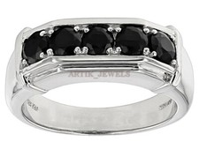 Naturschwarz Spinell Mit 14K Wei&szlig; Vergoldet Silber Ring f&uuml;r Herren #203