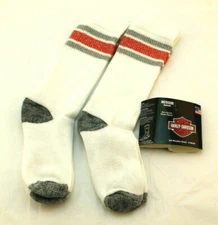 HARLEY DAVIDSON 2 Pairs Size 4-9 White Lurex Motorcycle Rider Socks MSRP $30