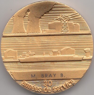 ANCIENNE MÉDAILLE ELECTRICITÉ et Gaz de France signée H.DROPSY bronze