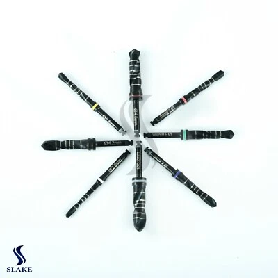SLAKE 8pcs Dental Implant Surgery Drills Black Titanium Coated Hardened longer life CE