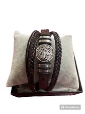 Bracelet Leather unisex Black Jewelry tree of life