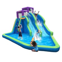 Magic Time Twin Falls Outdoor Inflatable Splash Pool Backyard Water Slide Park on sale Magic Time Twin Falls Outdoor Inflatable Splash Pool Backyard Water Slide Park on sale