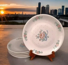Tabletops Unlimited  Pink Rose Set/5 Dinner Plates Retired Pattern  9.75"