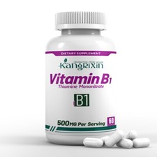 Vitamin B1 Thiamine 500mg, 60 / 120 Vegetarian Capsules Non-GMO  Gluten Free