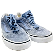 VANS OLD SKOOL Blue Suede Shoes Mens 6.5 Dupont Eco Dry Water Repellant Skater
