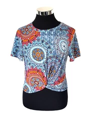 Jinkesi Tee Shirt Pullover Juniors Size Large Multicolor Paisley Crop Top