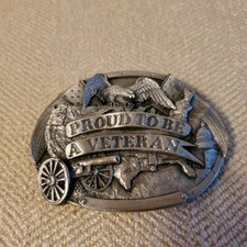 7223----1983 Proud To Be A Veteran belt buckle - Bergamot Brass Works