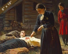 Clara Barton tending the wounded Oil painting 8x10 Print