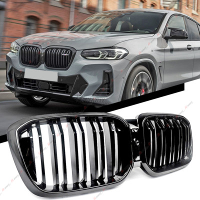 For BMW X3 G01 X4 G02 2022- 2024 Double Slat Glossy Black Bumper Kidney Grille