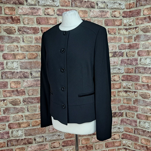 Basler Jacket Black Blazer UK 12 Fitted Long Sleeve Lined Button Up - New - Picture 6 of 15