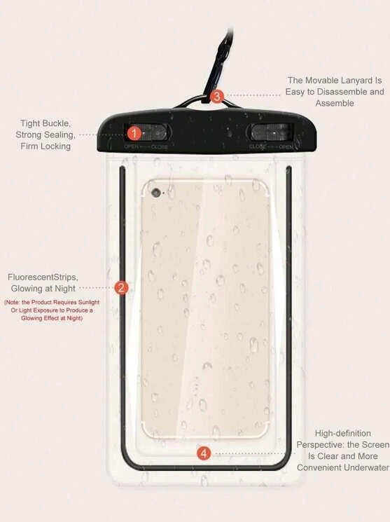 Pack Of 2 Waterproof Phone Pouch Underwater Case Cover Universal Dry Bag Mobile - Image 4 of 4