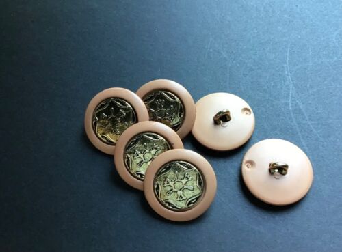 Round shank button,  golden metal center set of 6 for Blazer or suit, dress - Afbeelding 1 van 3