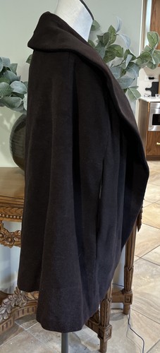 Vintage 60er Jahre Damen kleine braune Wolle vorne offen Cape Taschen - Bild 6 von 8