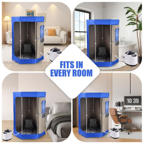 3L Full Size Portable Steam Sauna Personal Home Indoor Spa W/ Remote Fold Chair - Picture 6 of 8