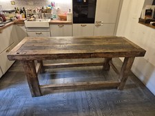 Banco da falegname / tavolo da lavoro antico restaurato, con cassetto.