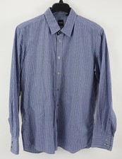 Hugo Boss Lucas Men's XL Long Sleeve Blue White Geometric Stripe Button Up Shirt
