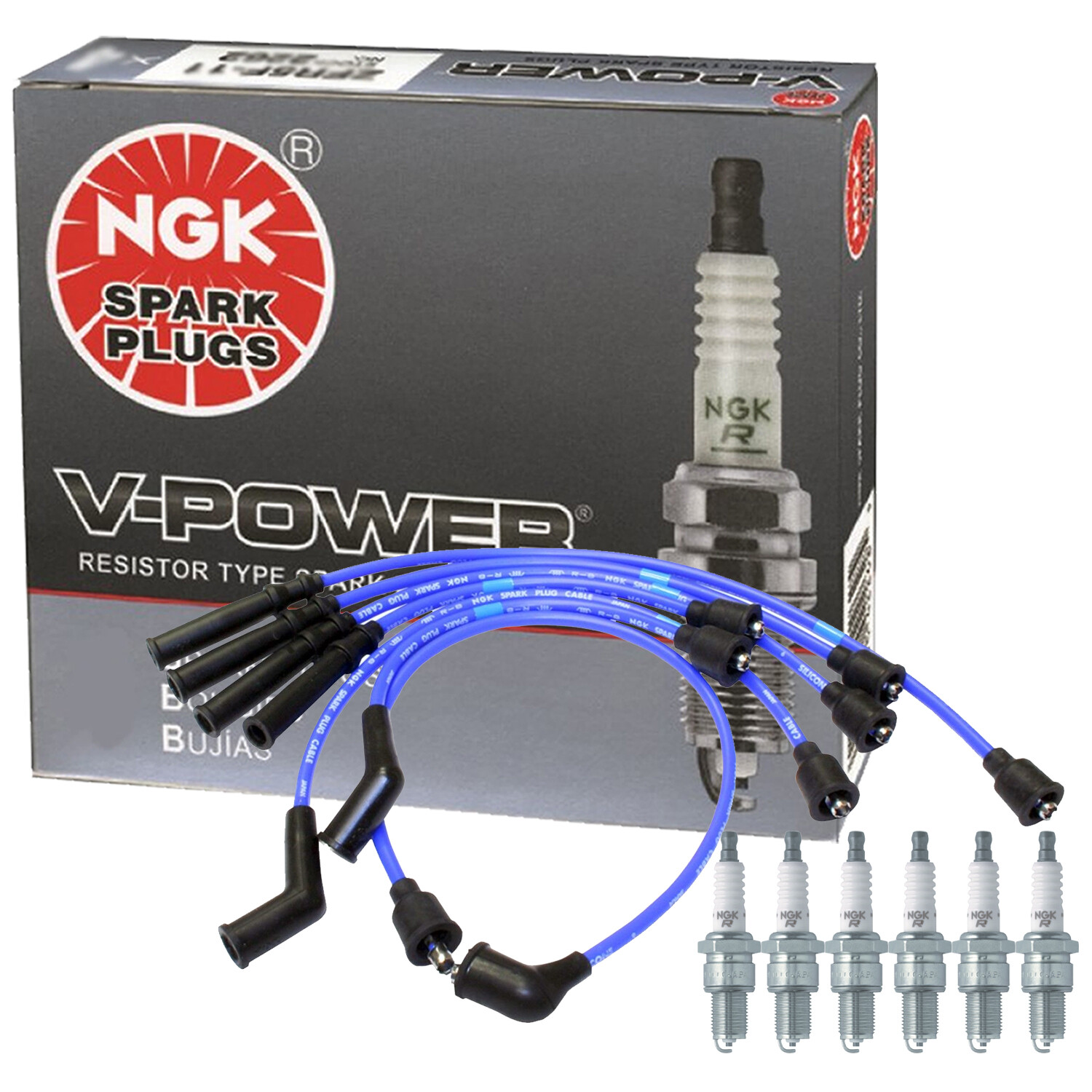 NGK Wire  6 V-Power Spark Plugs Kit For Toyota Land Cruiser 4.0 L6 GAS 3FE
