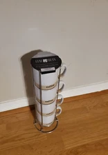 Leaf & bean set of 4 Specks Stacking Coffee Mug Cup Set W/Wire Rack