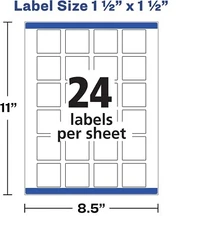 600 1.5" x 1.5" Square Labels, Inkjet, Laser Printer, Waterproof, Teal Resistant