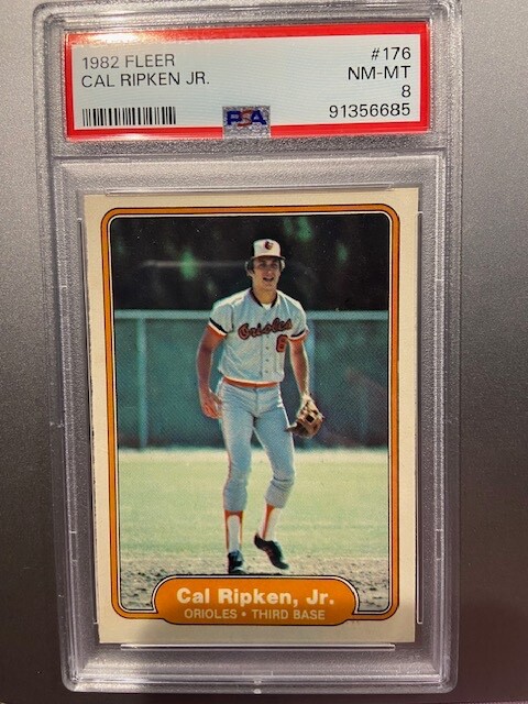 1982 Fleer Baseball Orioles Cal Ripken, Jr. HOF RC Card #176 PSA 8 NM - MT