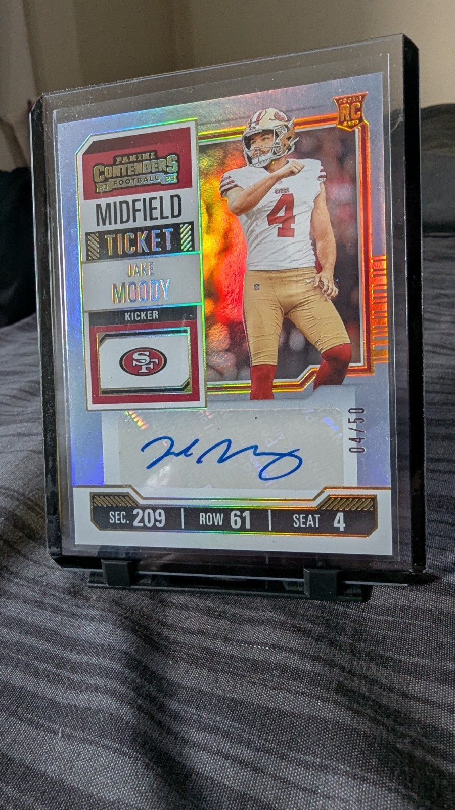 2023 Panini Contenders - Jake Moody #200 Holo Midfield Ticket #/50 Rookie Auto