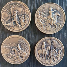 Set Of 4 Napoleon Bonaparte Medals 3” Hi Relief Battles 1796-1805