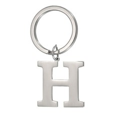 Initial Letter Keychain, Men Women A-Z Key Ring, Silver Letter H