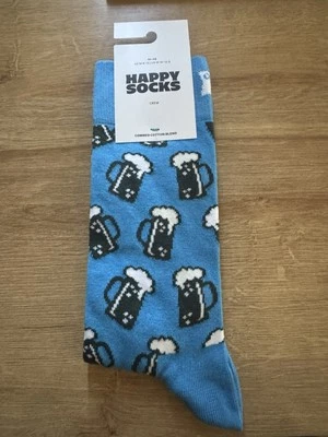 SPHERE Happy Socks, Beer Sock Blue- Fun Novelty Beer Drink Socks | One Size UK 7.5-11