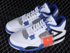 Mens Jordan 4 Retro Motorsport White Blue Black 408452-117 Size US SALE DEAL