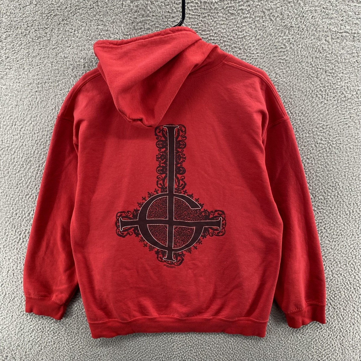 Ghost Band Hoodie Mens Large Red Grucifix Full Zip Fleece Inverted