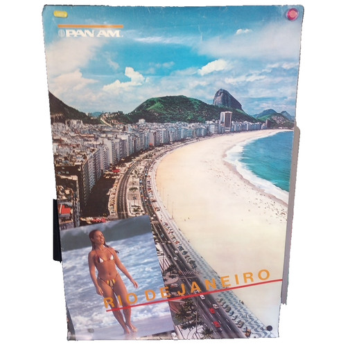 Pan Am Rio De Janeiro Poster 28 X 41.75inches, Corner Pinholes & Wrinkles Read