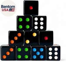 10 Piece D6 Multicolor Pip Dice Pack - Acrylic 16Mm Square Edge Standard Dice fo