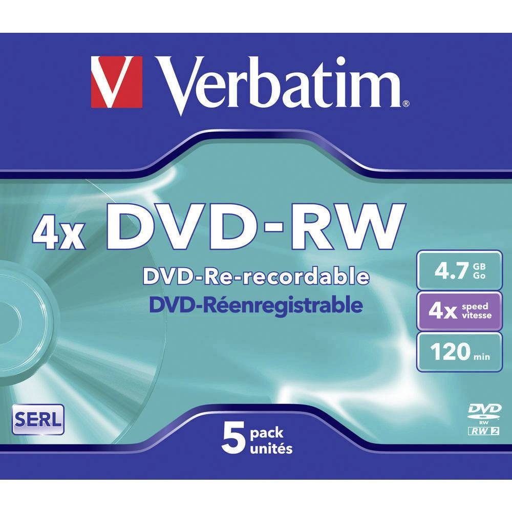 DVD-RW vierge Verbatim 43285 disque réinscriptible 4.7 GB 120 min 5 pc