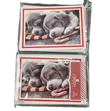 2 Lot Carlton Christmas Puppy Dogs Puppies Greeting Cards Envelopes 28 Holiday