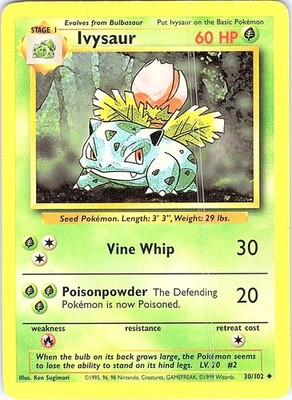 Ivysaur Uncommon Base Set 030/102 LP