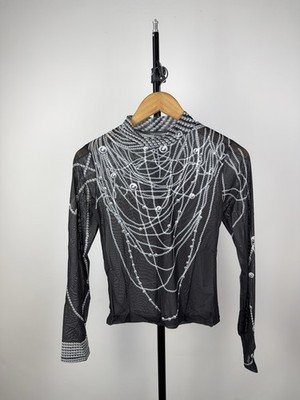  Sexy Darkness Avant Garde Tattoo Punk Emo Mesh Top Blouse S Opium Queen Y2k