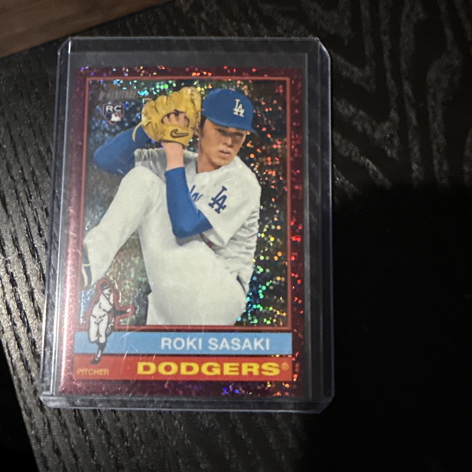 2025 Topps Heritage - Roki Sasaki #224 Chrome Burgundy Sparkle Refractor (RC)