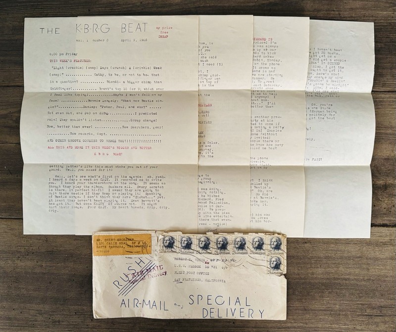 KBRG SAN FRANCISCO RADIO STATION 1965 NEWSLETTER BEATLES+KRLA DICK BONDI+STONES