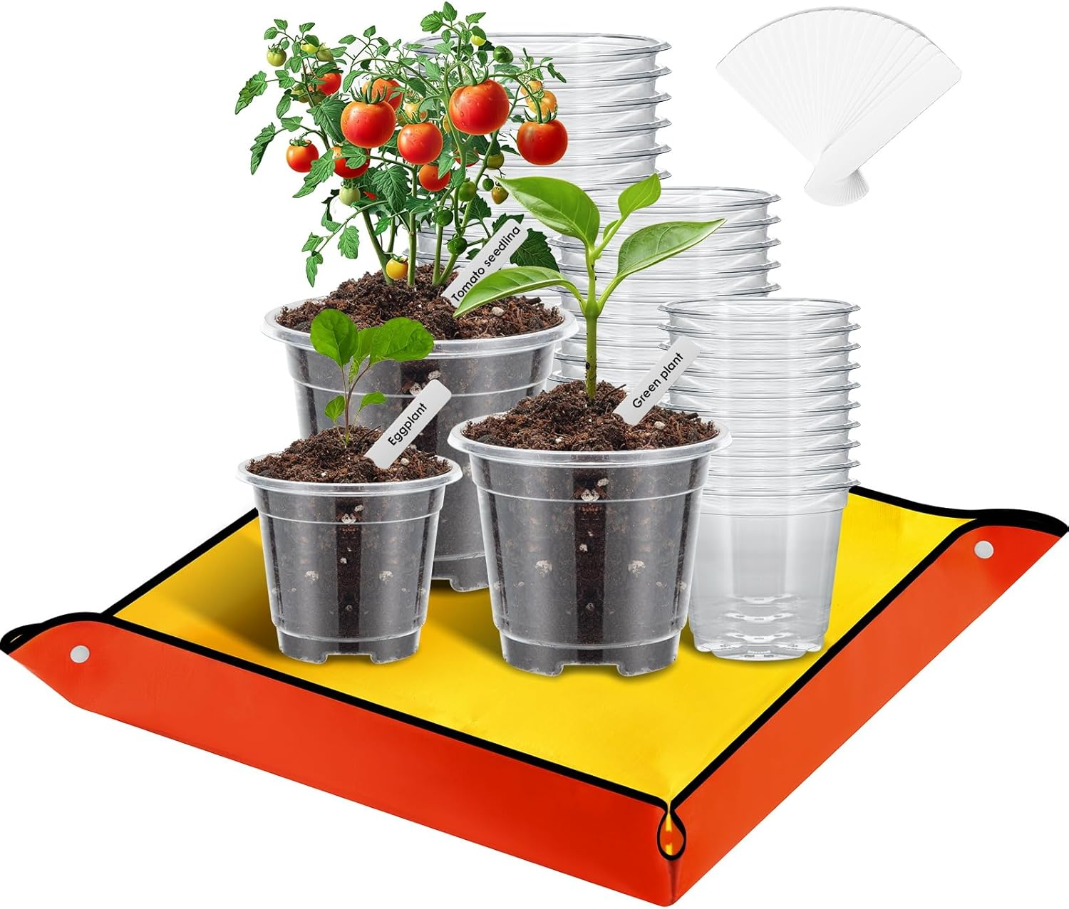 30Pcs Plastic Plant Pots with Repotting Mat, 8.9Cm 10.2Cm 12.7Cm Orchid Pot with