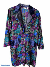 Victorias Secret Vintage Floral Print Robe With Velvet Trim And Faux Pockets