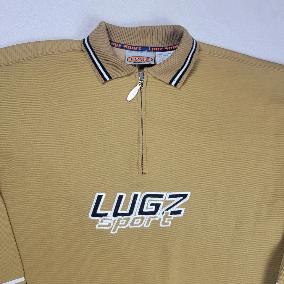 Camisa deportiva vintage Lugz para hombre 2XL marrón pulóver manga larga años 90 ropa de calle Foto 2 de 4