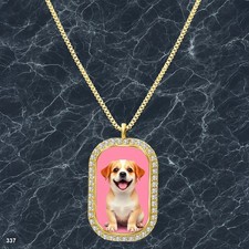 Amazing Cute Dog Puppy Pendant Necklace Picture Design Radiant Gold Tone Pure