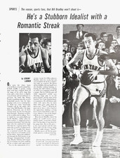 New York Knicks Basketball Idealist Bill Bradley Romantic Streak Vtg Mag Article