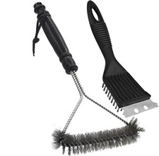 BBQ Cleaner, 2 Packs Metal Grill Cleaning Brush and Scraper. Black