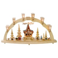 Schwibbogen Adventshaus, LäNge 80 Cm, Natur, Komplett Elektrisch Beleuchtet, ...