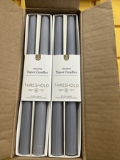 Threshold - 10" Ultimate Gray Unscented Ribbed Taper Flame Candles - 8 Pack- K