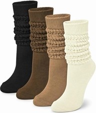 ustay 4 Pairs Slouchy Socks for Women, Boot Long Knee High Slouch Socks